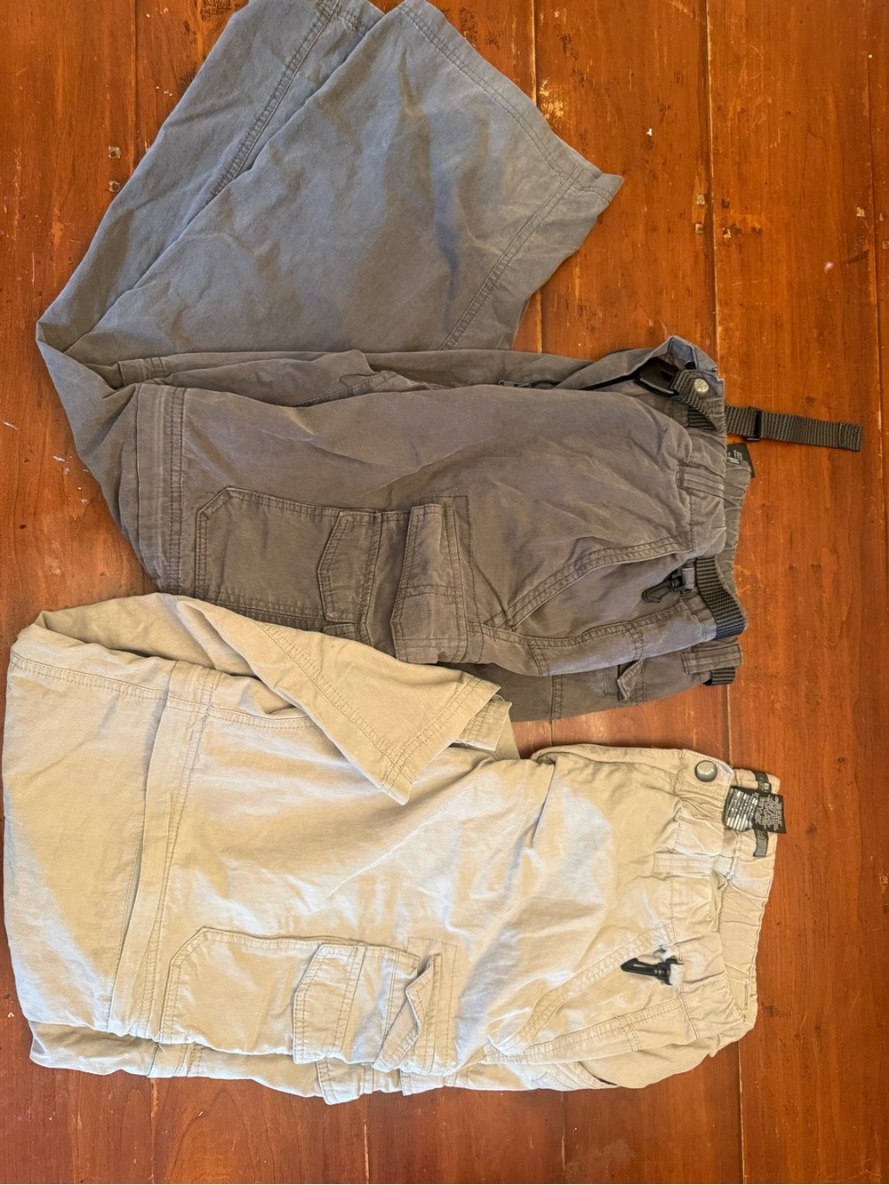 Light Khaki and Charcoal Cargo Shorts - Utility Style